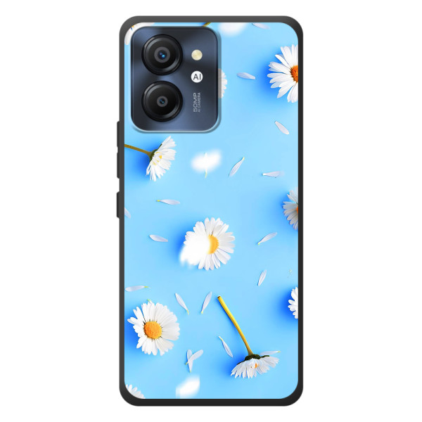 Чехол с Цветами для Blackview Color 8 – ромашки на голубом
