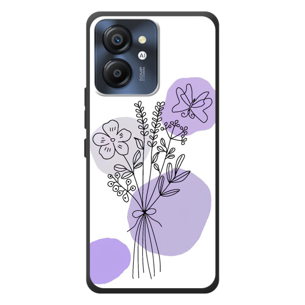 Силиконовый чехол с принтом в цветах на Blackview Color 8 – Фиолетовый букет