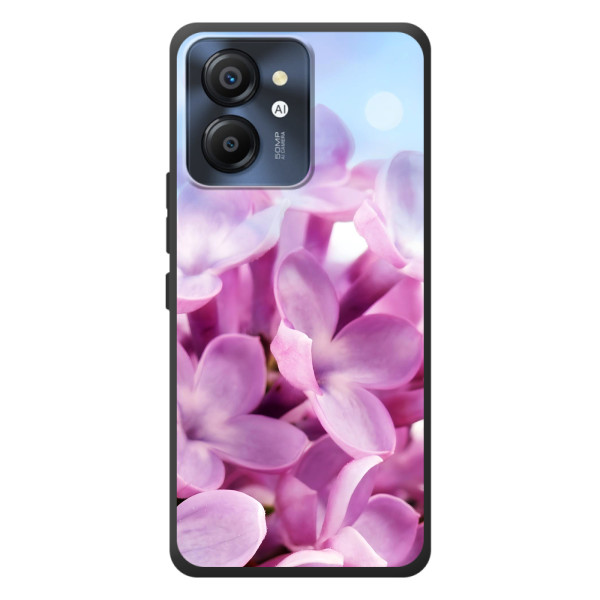 Силиконовый бампер с принтом (цветочки) на Блэквью Колор 8 – Сиреневые цветы