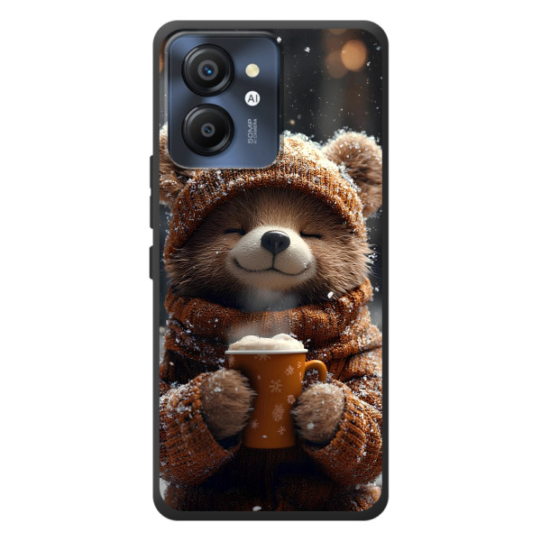 Печатный чехол «Зверята с кофе» для Blackview Color 8 – Мишка с кофе