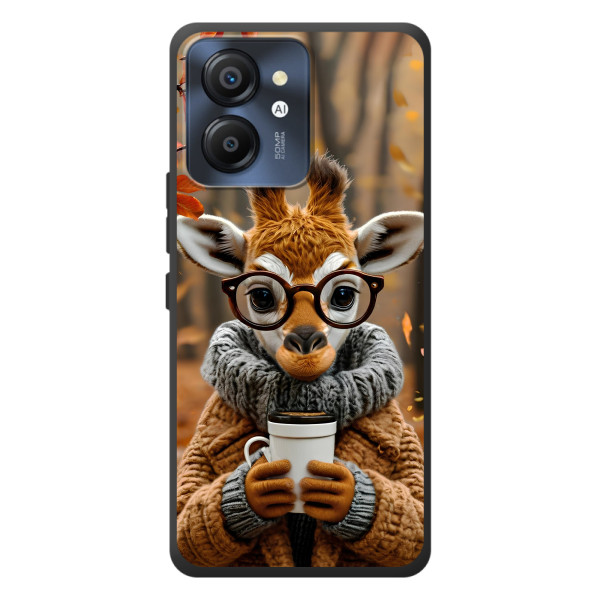 Печатный чехол «Зверята с кофе» для Blackview Color 8 – Жираф с кофе