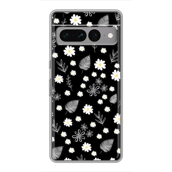 Чохли з тематикою "КВІТИ" на Google Pixel 7 Pro – цвітіння на чорному