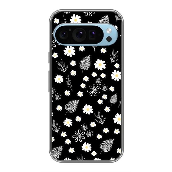 Чохли з тематикою "КВІТИ" на Google Pixel 9 – цвітіння на чорному