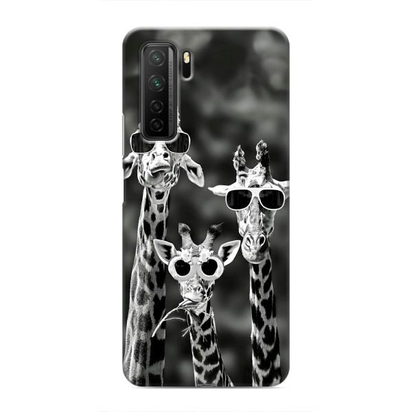 Силиконовый чехол с КАРТИНКАМИ лето для Honor 30s (AlphaPrint) – Жирафы в очках