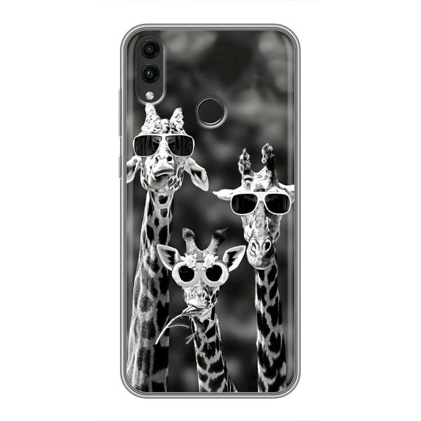 Силіконовий чохол з КАРТИНКАМИ літо для Huawei Honor 8C (AlphaPrint) – Жирафи в окулярах