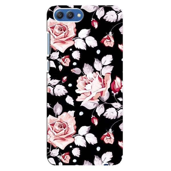 Чохли з квітами для Huawei Honor 10, COL-Al00 (VPrint) – Квіти на чорному