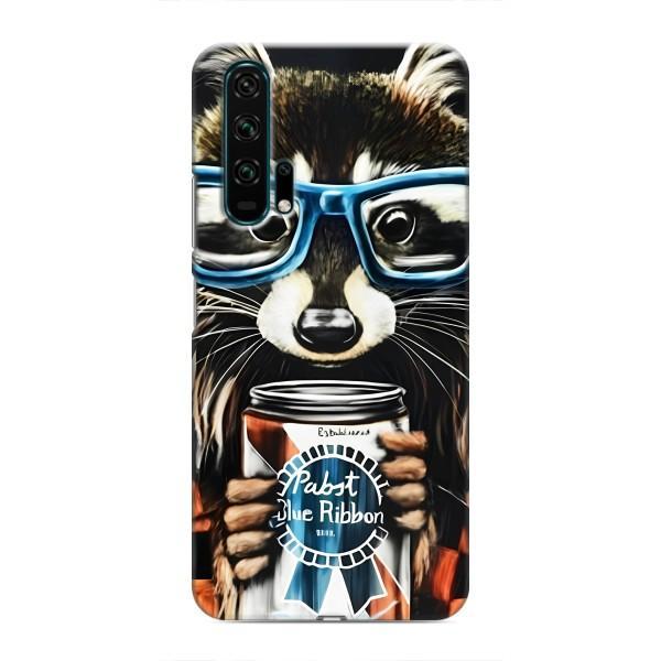Чохол з принтом для Хуавей Хонор 20 Про - (Прикольні) (AlphaPrint) – Єнот з банкою