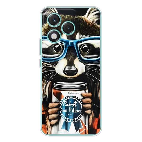 Чохол з принтом для Модель телефону українськими буквами та цифрами буде виглядати так: Хуавей Хонор 400 Лайт. - (Прикольні) (AlphaPrint) – Єнот з банкою