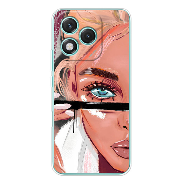 Силиконовый Чехол на Huawei Honor 400 Lite с картинкой Стильных Девушек – Девушка и ресницы