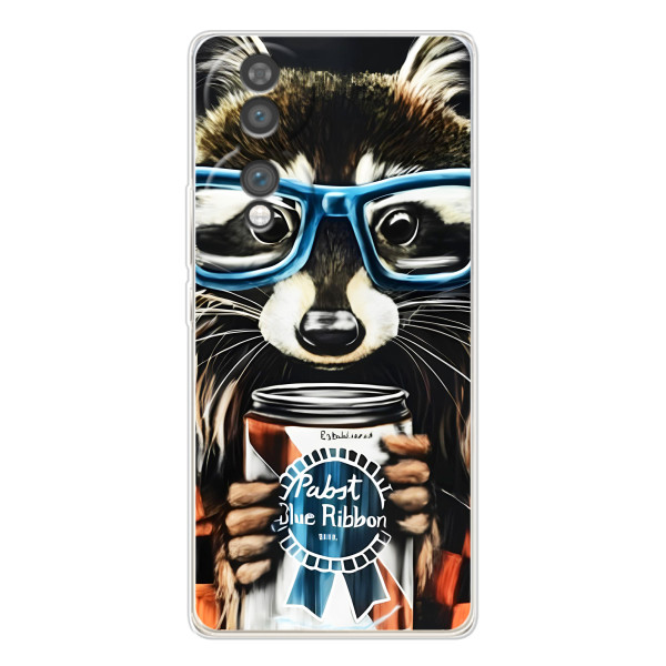 Чехол с принтом для Хайер Хоннор 70 - (Прикольные) (AlphaPrint) – Енот с банкой