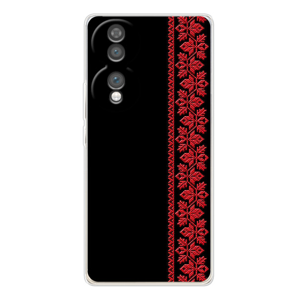 Силиконовый Чехол на Huawei Honor 70 с картинкой Вышиванки – Вышиванка на черном