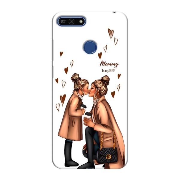 Чехол с печатью для Huawei Honor 7A Pro - (Мама с ребенком) (AlphaPrint) – Дочка и мама
