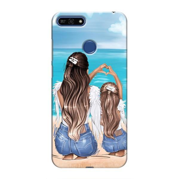 Чехол с печатью для Huawei Honor 7A Pro - (Мама с ребенком) (AlphaPrint) – Мама с доченькой