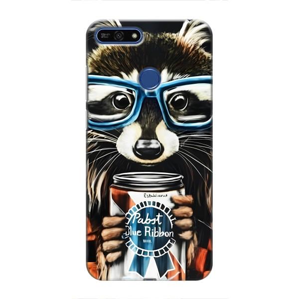 Чохол з принтом для Хуавей Оноор 7А Про - (Прикольні) (AlphaPrint) – Єнот з банкою