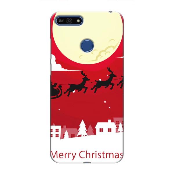 Рождественские Чехлы для Huawei Honor 7A Pro (VPrint) – Санта с оленями