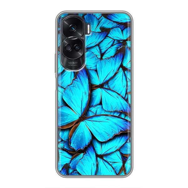 Чехол с принтом для Хонор 90 Лайт - (Прикольные) (AlphaPrint) – Синие бабочки