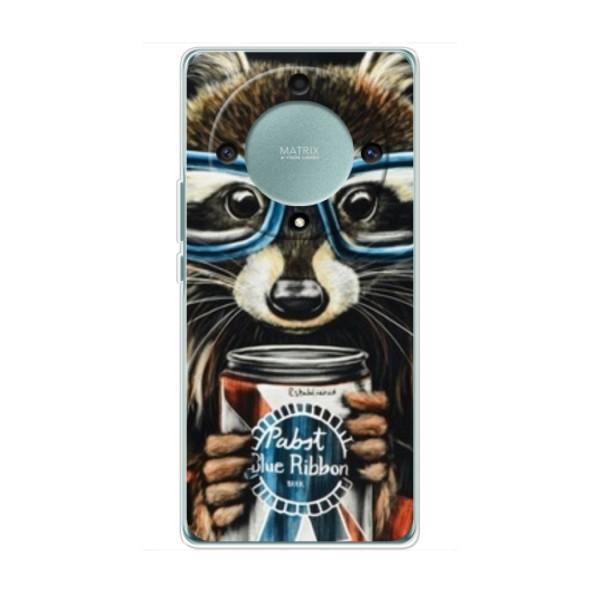 Чехол с принтом для Хуавей Хонор Меджик 5 Лайт 5G - (Прикольные) (AlphaPrint) – Енот с банкой