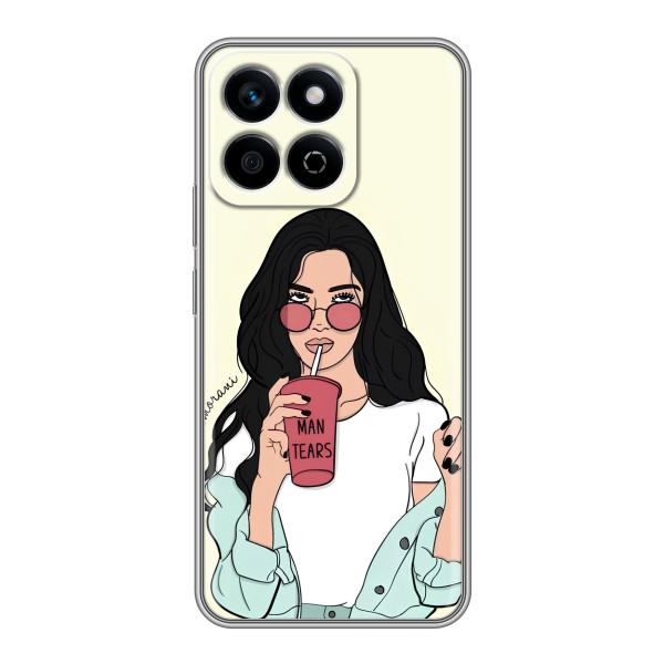 Силиконовый Чехол на Huawei Honor X7c с картинкой Стильных Девушек – С напитком