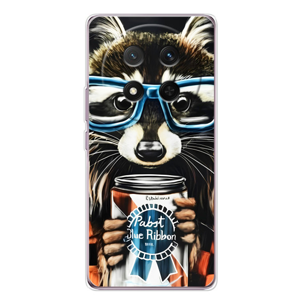 Чехол с принтом для Хонор X9с - (Прикольные) (AlphaPrint) – Енот с банкой