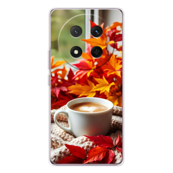 Чехол с уникальным дизайном «Осень с кофе» для Huawei Honor X9c – Кофе и листья