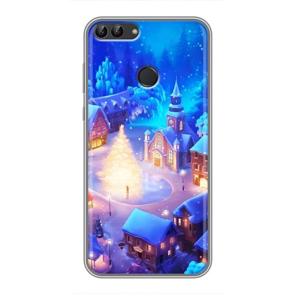 Рождественские Чехлы для Huawei P Smart, Enjoy 7s, FIG-LA1 (VPrint) – Рождественский город