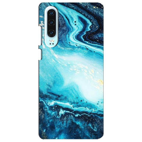 Мраморный чехол на Huawei P30 (VPrint) – Голубой мрамор