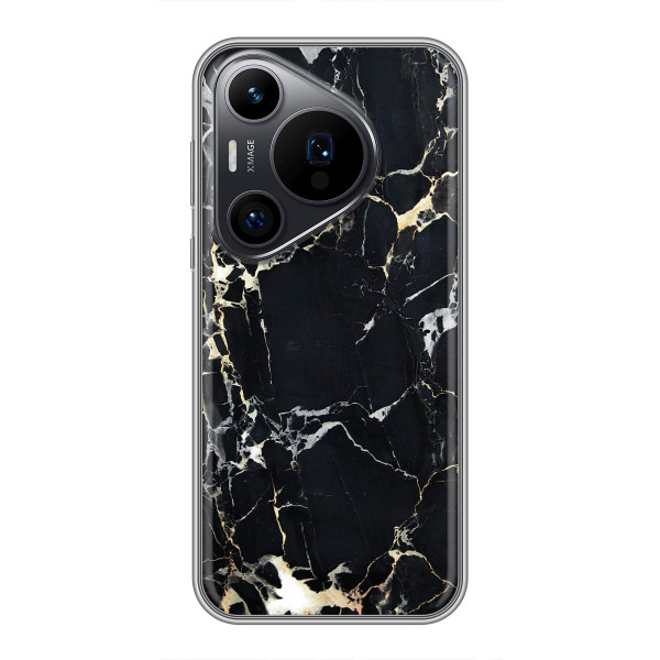 Чехол с текстурой Мрамора на Хuawei Пюра 70 ПРО – Чёрный мрамор