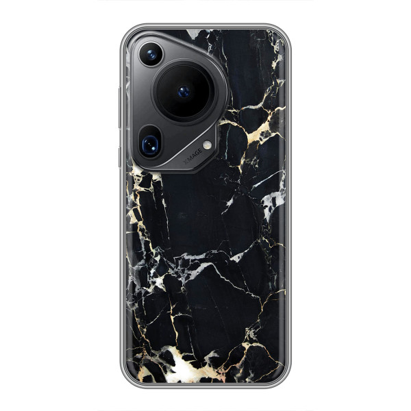 Чехол с текстурой Мрамора на Хuawei Пура 70 Ультра – Чёрный мрамор