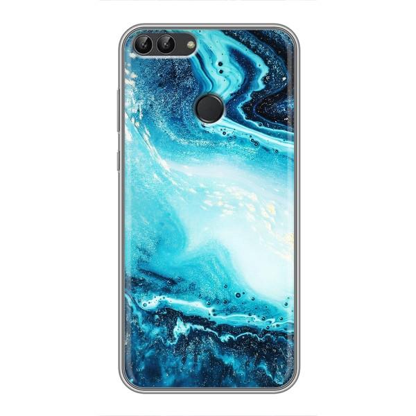 Мраморный чехол на Huawei Y7 Prime 2018 (VPrint) – Голубой мрамор