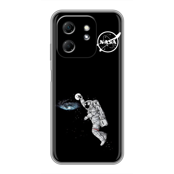 Силіконовый бампер з принтом "Наса" на Infinix Hot 50i – Космонавт баскетболіст