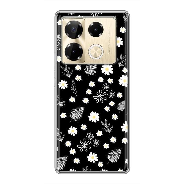 Чехлы с тематикой "ЦВЕТЫ" на Infinix Note 40 Pro – цветение на чорном