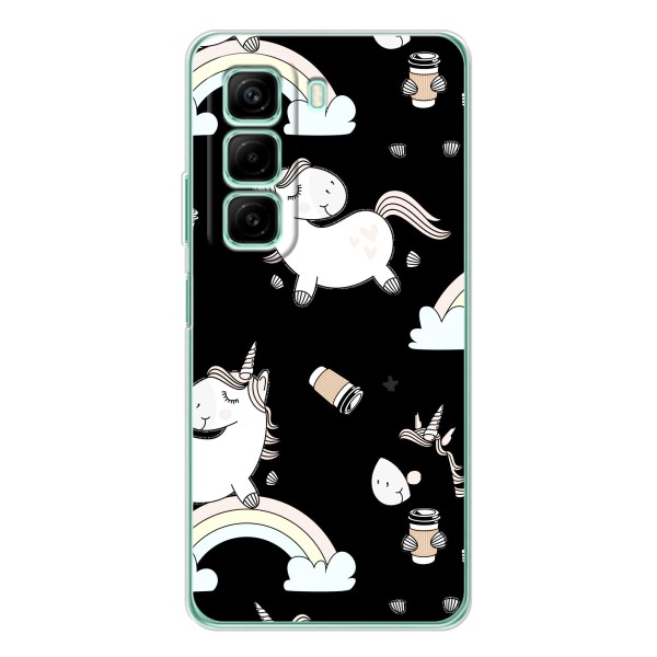 Чехол Unicorn на Infinix Note 50 Pro Plus – Единорог с кофе