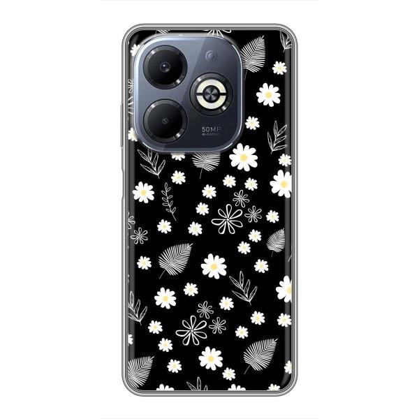 Чехлы с тематикой "ЦВЕТЫ" на Infinix Smart 8 Plus – цветение на чорном