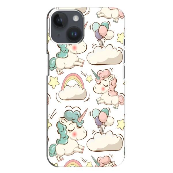 Чехол Unicorn на iPhone 14 Plus – Единорожки на тучках