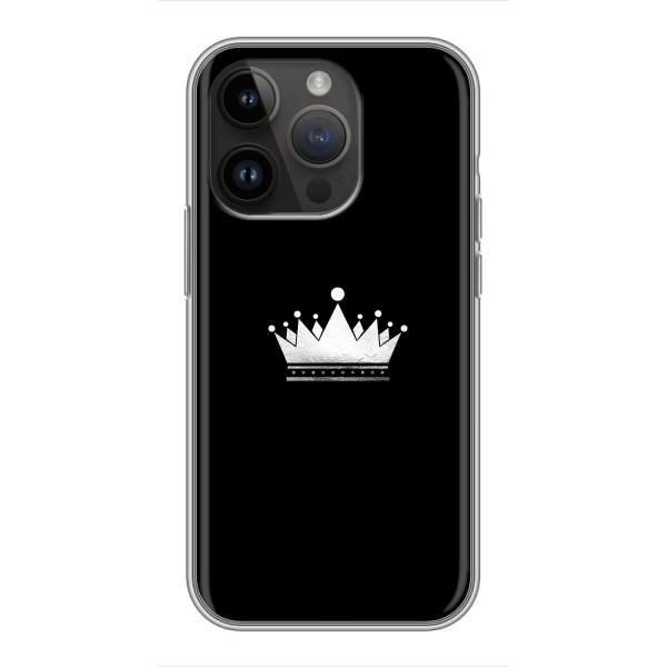 Чохол (Корона на чорному фоні) для Айфон 14 Про – Біла корона
