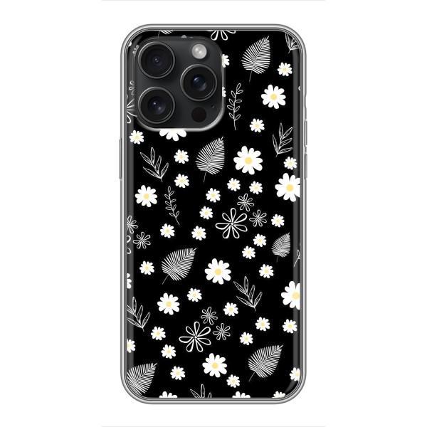 Чехлы с тематикой "ЦВЕТЫ" на iPhone 15 Pro Max – цветение на чорном