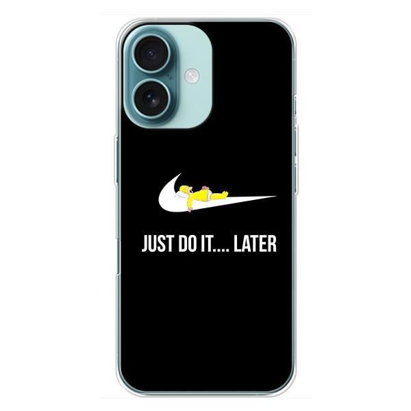 Чохол з логтипом Найк на iPhone 16 Plus – Nike just do it