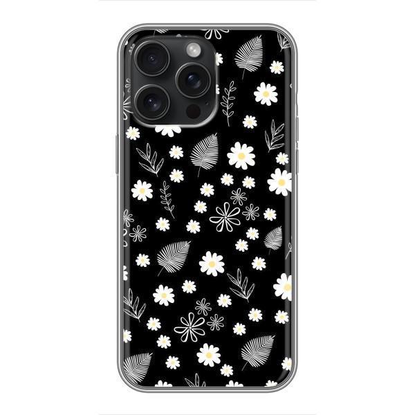Чохли з тематикою "КВІТИ" на iPhone 16 Pro Max – цвітіння на чорному