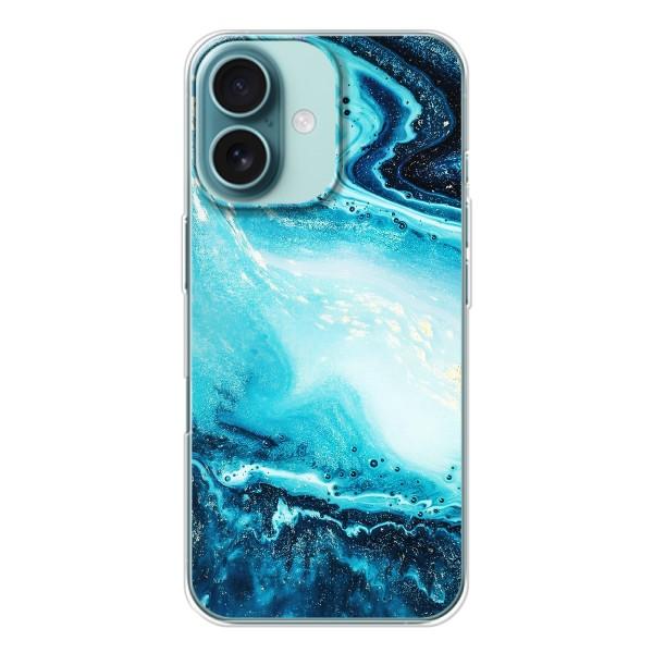 Мраморный чехол на iPhone 16 (VPrint) – Голубой мрамор