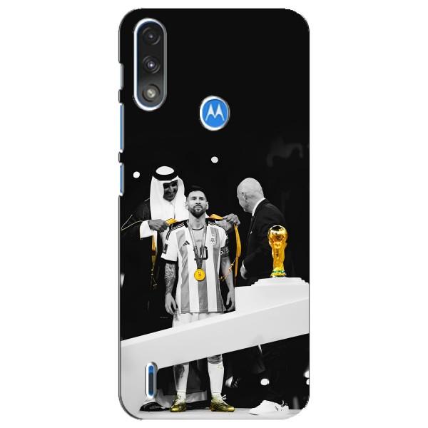 Чехлы для Motorola E7 Power (Leo чемпион) (AlphaPrint) – Месси в накидке