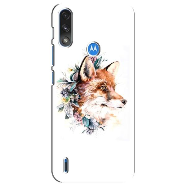 Чохли з картинкою Лисичка для Motorola E7 Power (VPrint) – Лиса в квітах