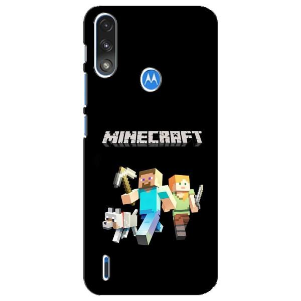 Чехол Майнкрафт на Motorola E7 Power (AlphaPrint) Minecraft – герои Minecraft