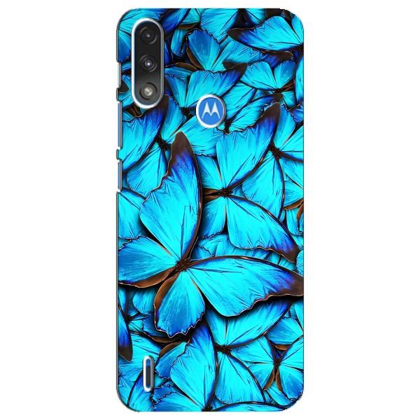 Чехол с принтом для Моторола Е7 Пауэр - (Прикольные) (AlphaPrint) – Синие бабочки