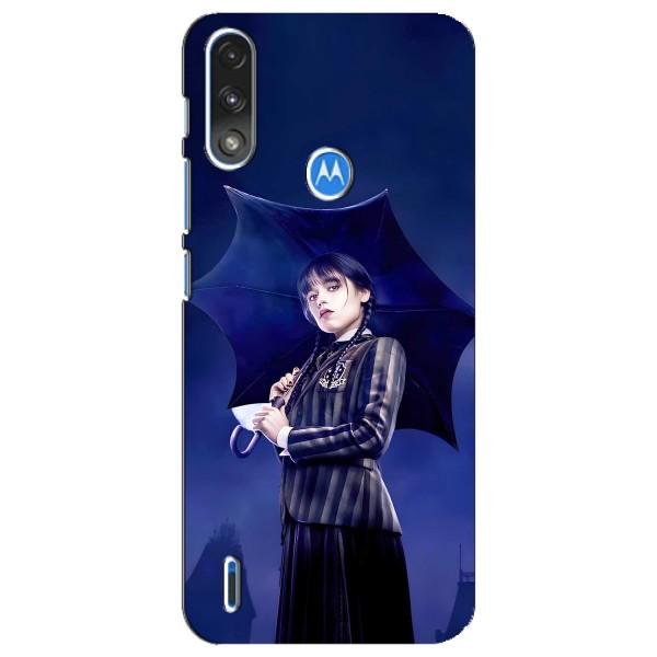 Чохли Венсдей на Motorola E7 Power Уенсдей (AlphaPrint) – Венздей з парасолькою
