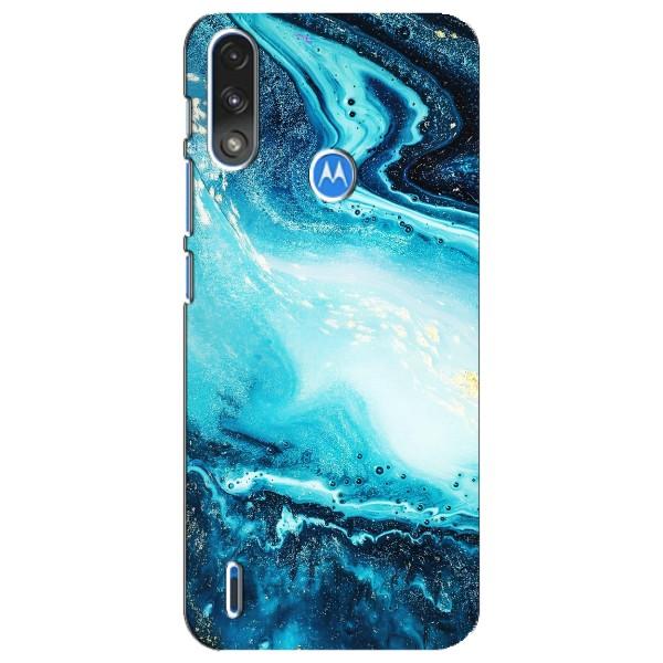 Мраморный чехол на Motorola E7 Power (VPrint) – Голубой мрамор