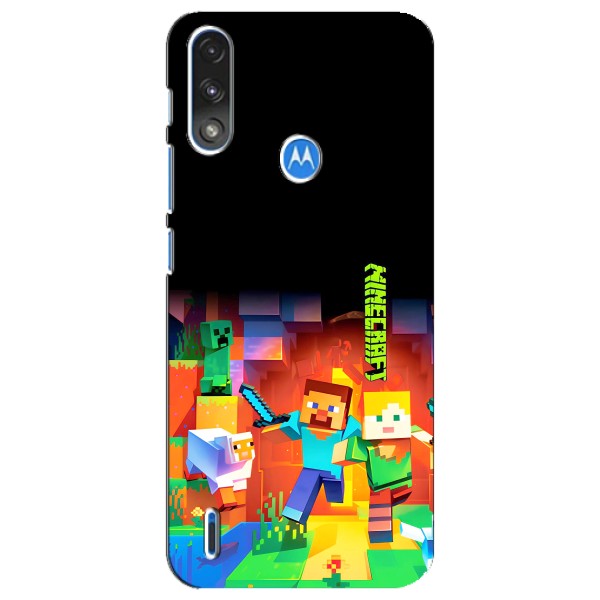 Чехлы для Motorola E7 Power (Персонажи Майн Крафт) – Герой Майнкрафт