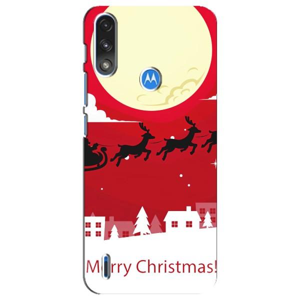 Рождественские Чехлы для Motorola E7 Power (VPrint) – Санта с оленями