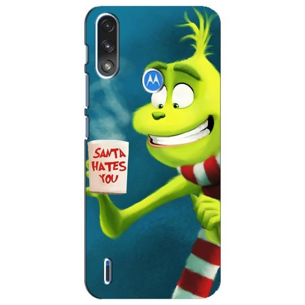 Рождественские Чехлы для Motorola E7 Power (VPrint) – Зеленый Гринч