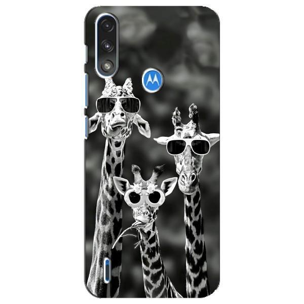 Силіконовий чохол з КАРТИНКАМИ літо для Motorola E7 Power (AlphaPrint) – Жирафи в окулярах