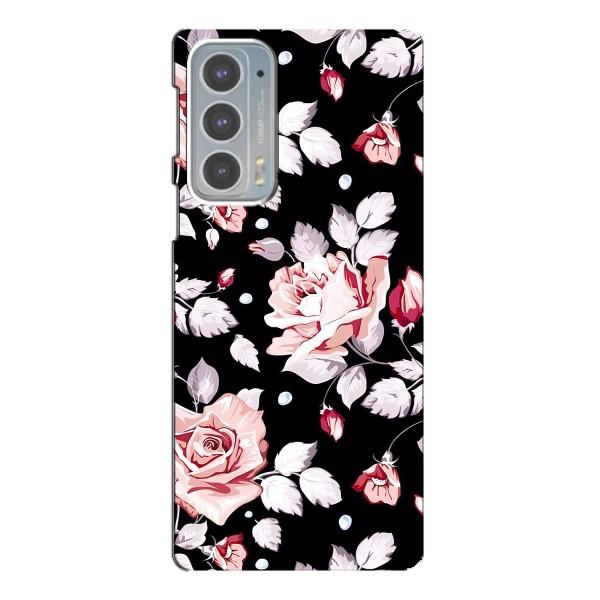 Чохли з квітами для Motorola Edge 20 (VPrint) – Квіти на чорному